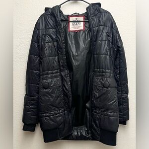 LTB Industry Women’s Puff Jacket Black Hooded EUC Size Large